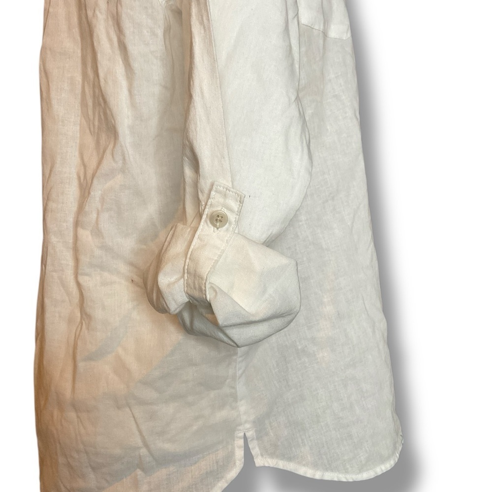Eddie Bauer White Linen Cotton Blend Collared Button Up Shirt Size Small - Picture 5 of 7